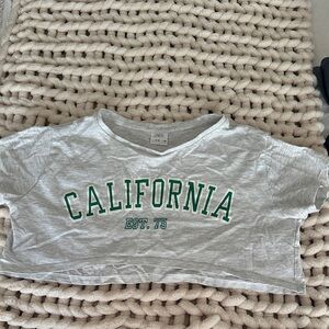 Zara Kids Gray and Green California T-Shirt/ Crop Top